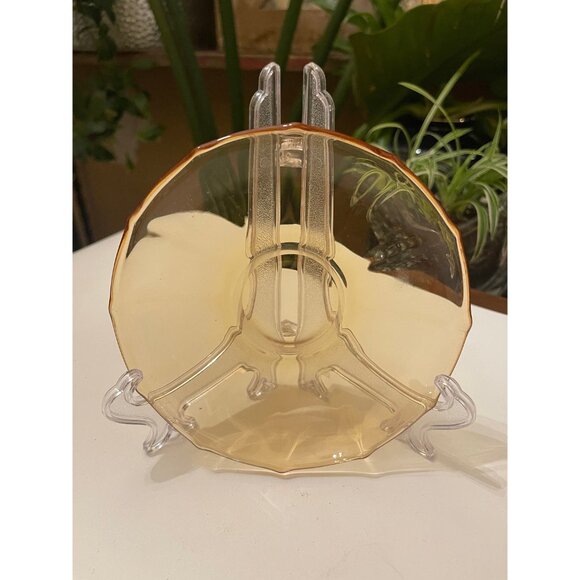 Vintage Amber Depression Glass Fostoria “Fairfax” Tea Cup & Saucer Set | circa 1 - Picture 7 of 9